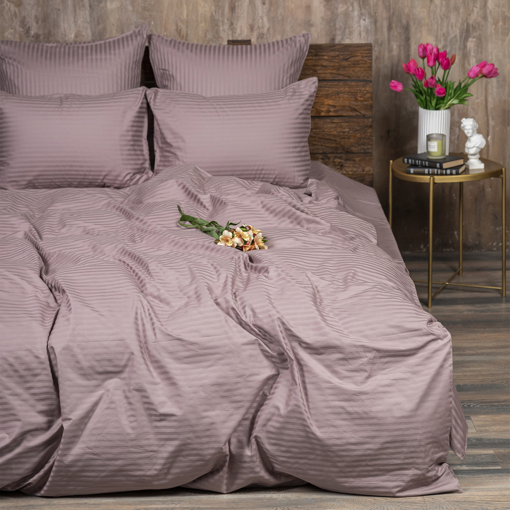 Комплект постельного белья Сатин-Страйп капучино 1909