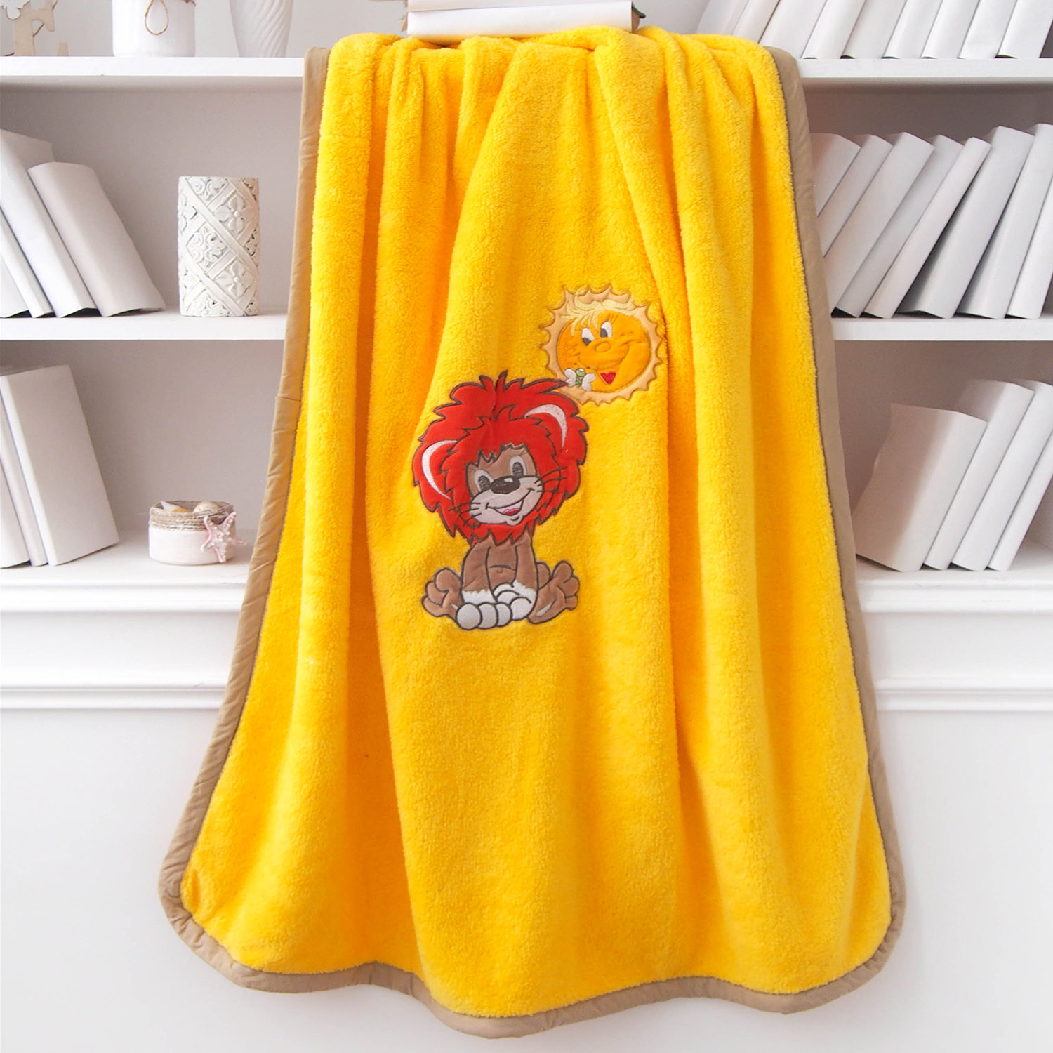 Детский плед ЛЬВЕНОК 100х120см желтый