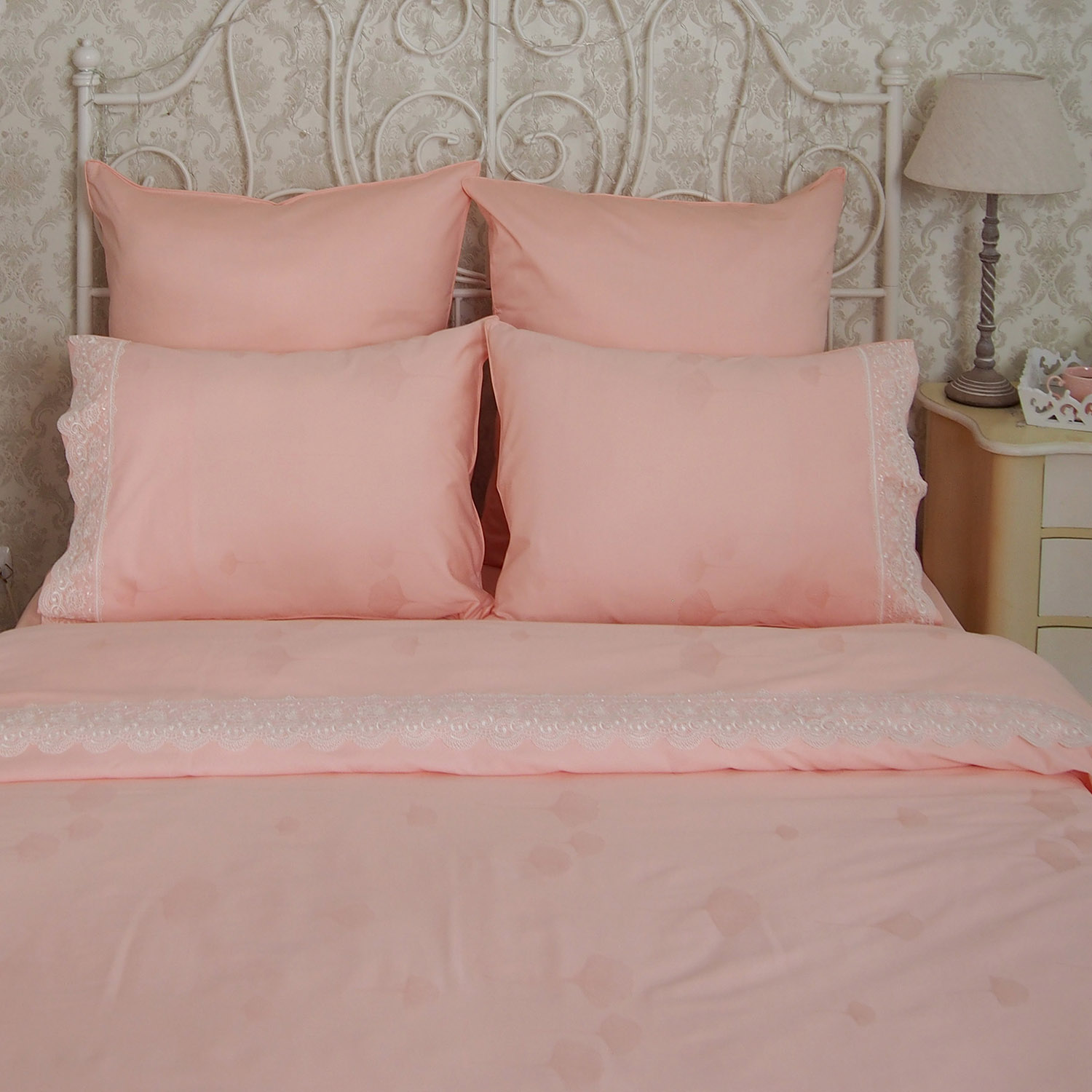 Комплект постельного белья Бамбук-Жаккард Премиум персик 0446