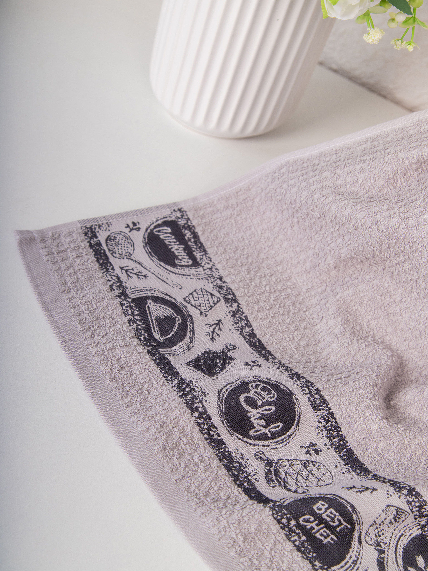 Кухонное полотенце ШЕФ светло-серое