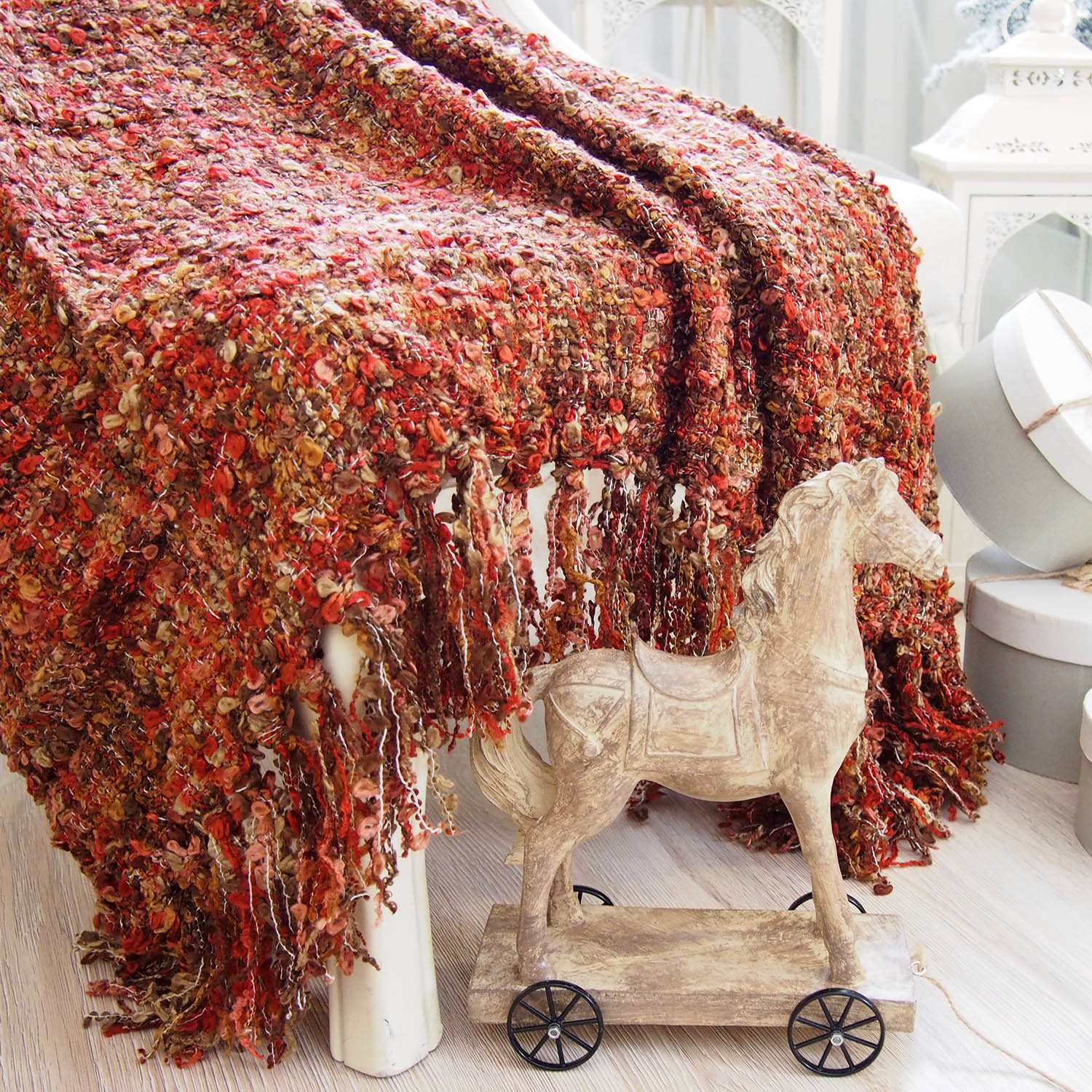 Плед с кистями TN-01 150х200см бордовый