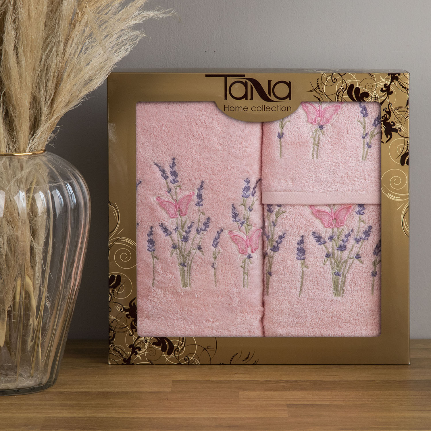 Набор полотенец БАТЕРФЛЯЙ 3Д розовый из 3х