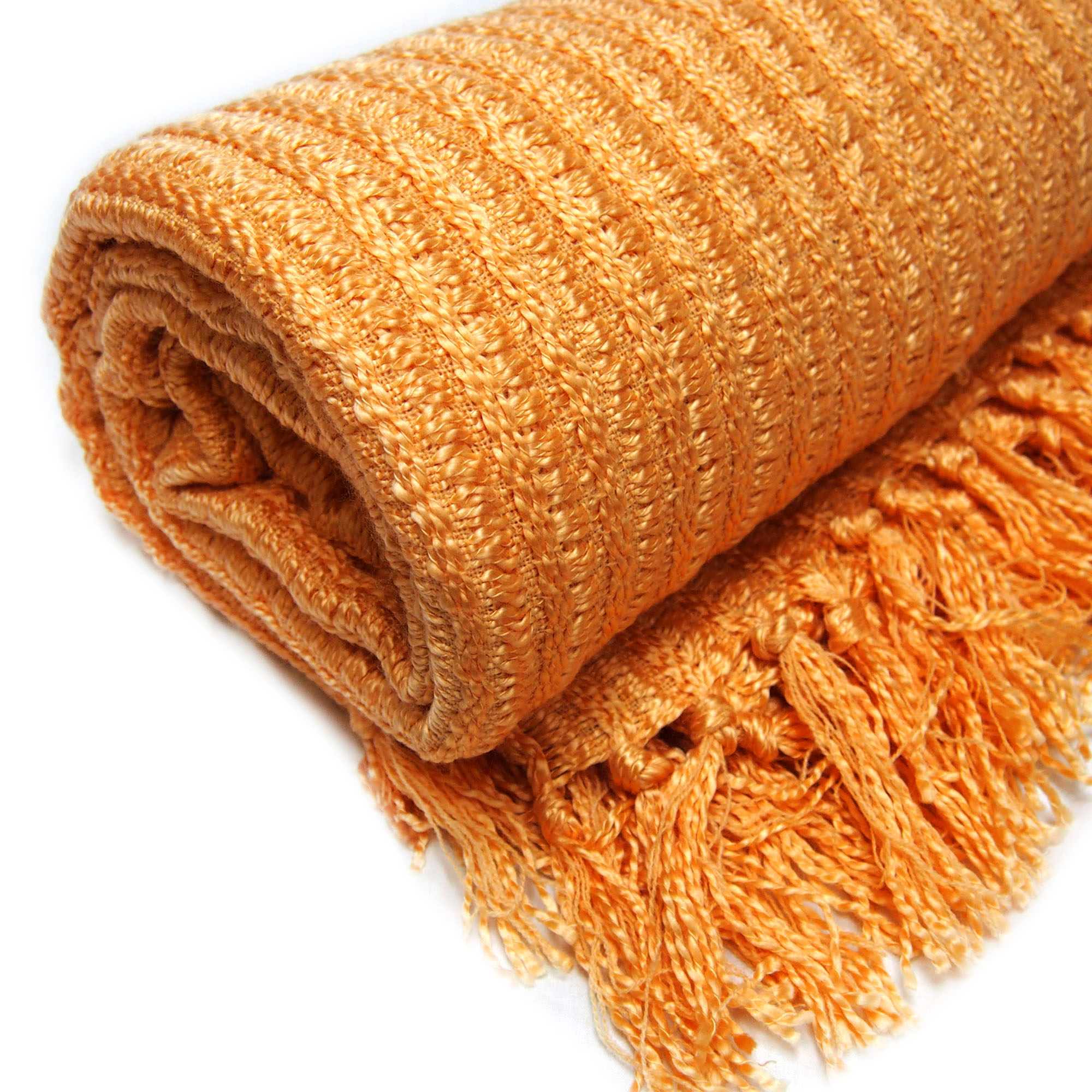 Плед с кистями TN-02 150х200см оранжевый