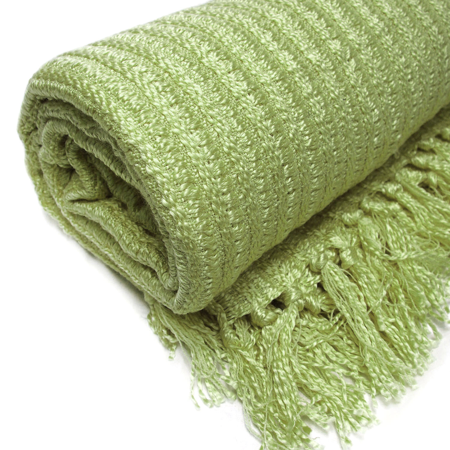 Плед с кистями TN-02 150х200см зеленый