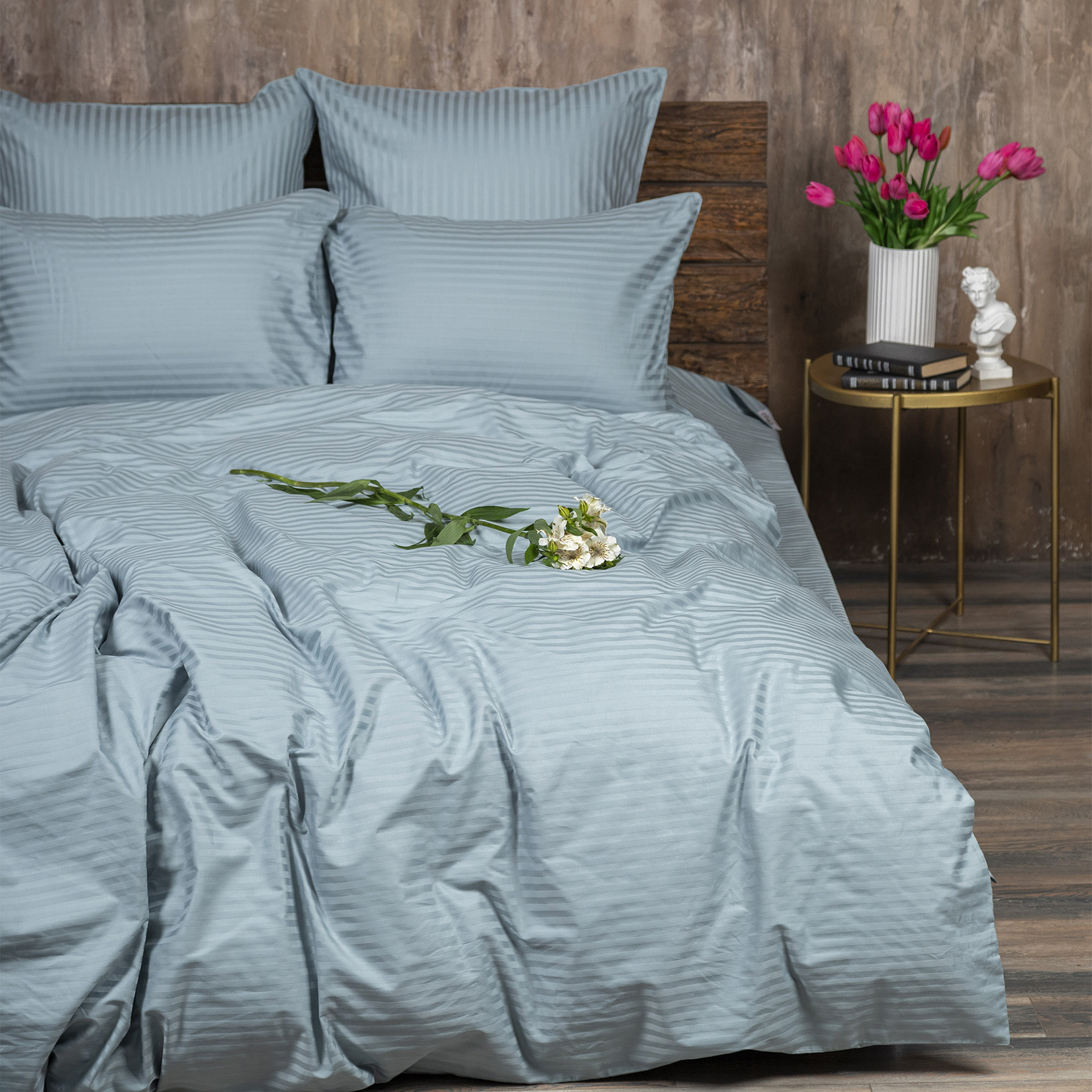 Комплект постельного белья Сатин-Страйп тиффани 1908