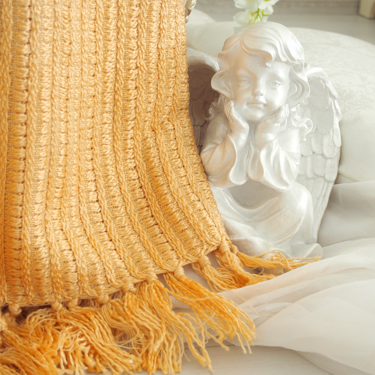 Плед с кистями TN-02 150х200см желтый