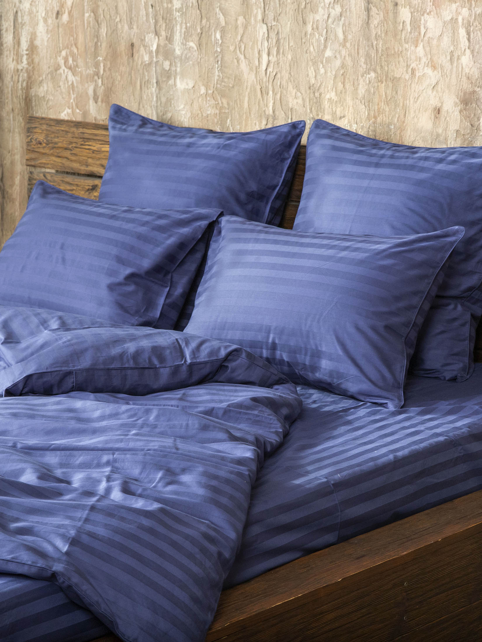 Комплект постельного белья Сатин-Страйп синий 19-3933