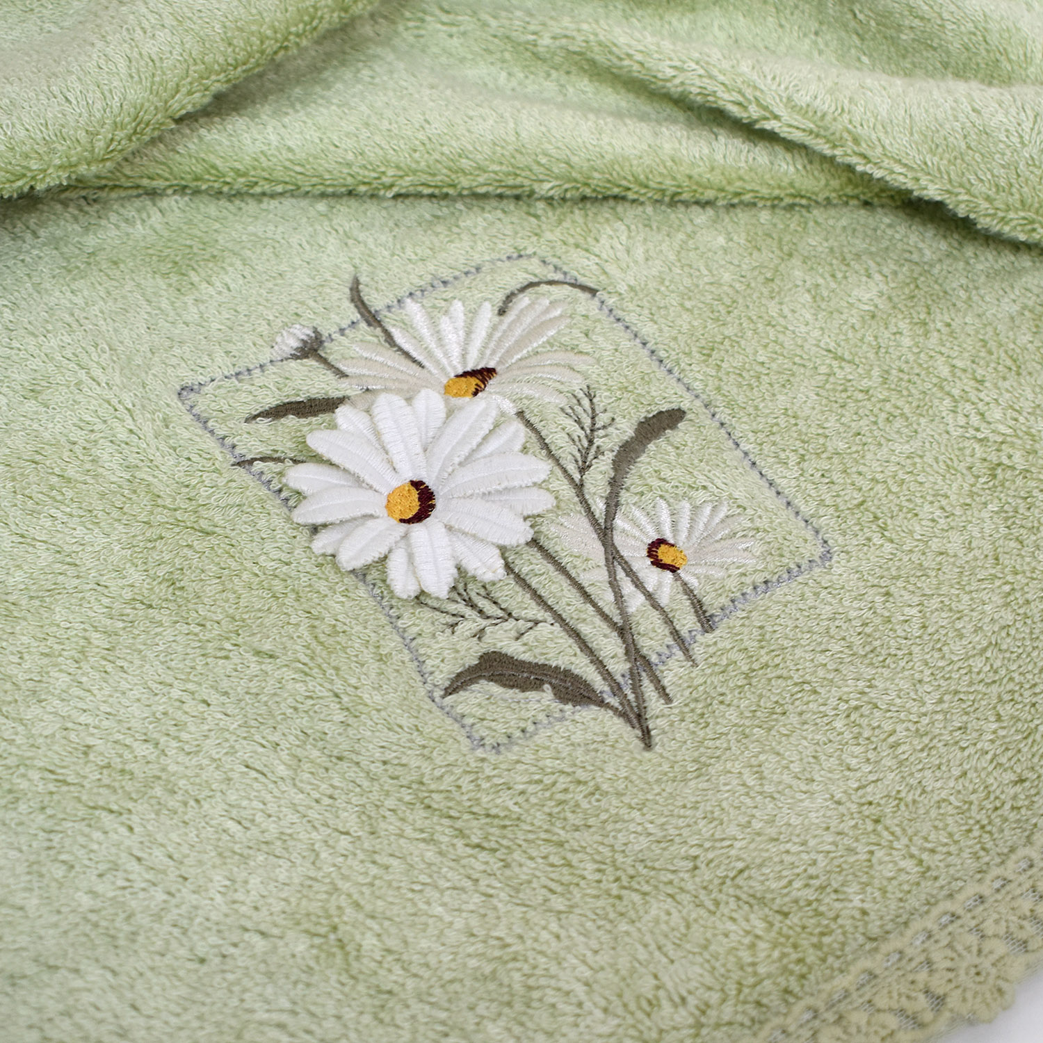 Полотенце ДЕЙЗИ 3Д зеленое