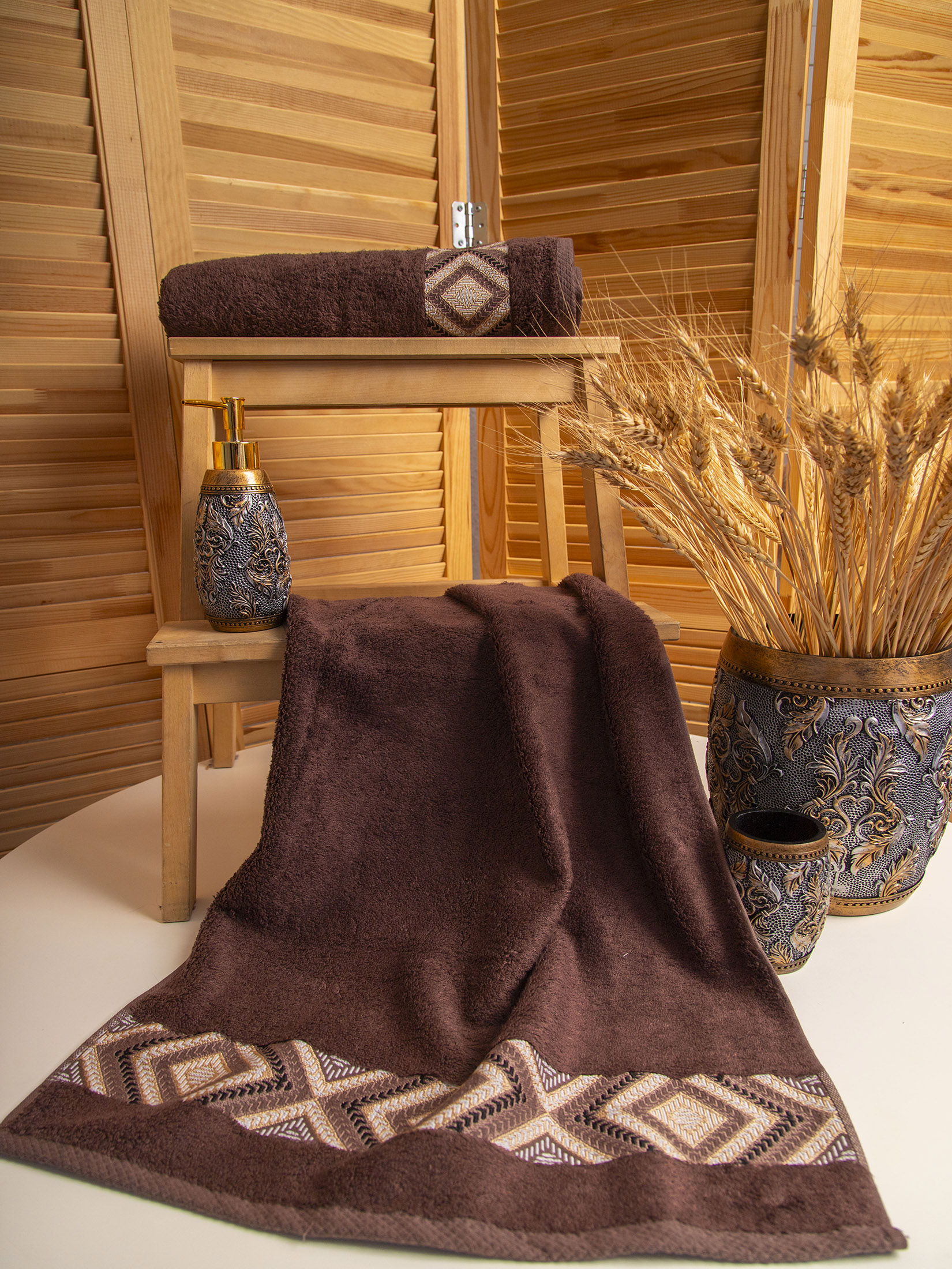 Полотенце ДИАМОНД коричневое