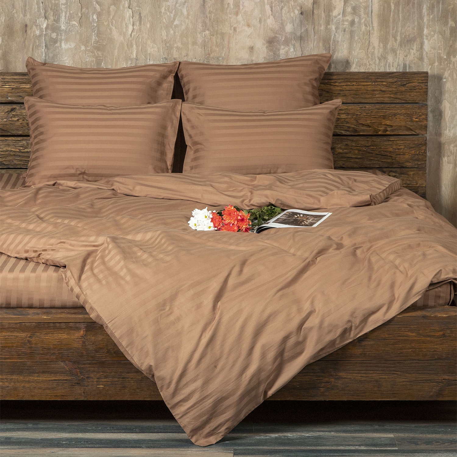 Пододеяльник Сатин-Страйп светло-коричневый 2205