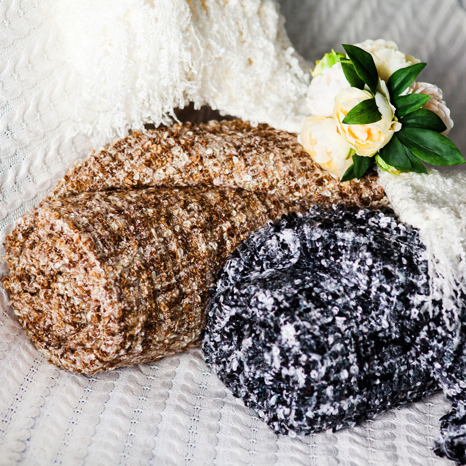 Плед с кистями TN-01 150х200см бежевый