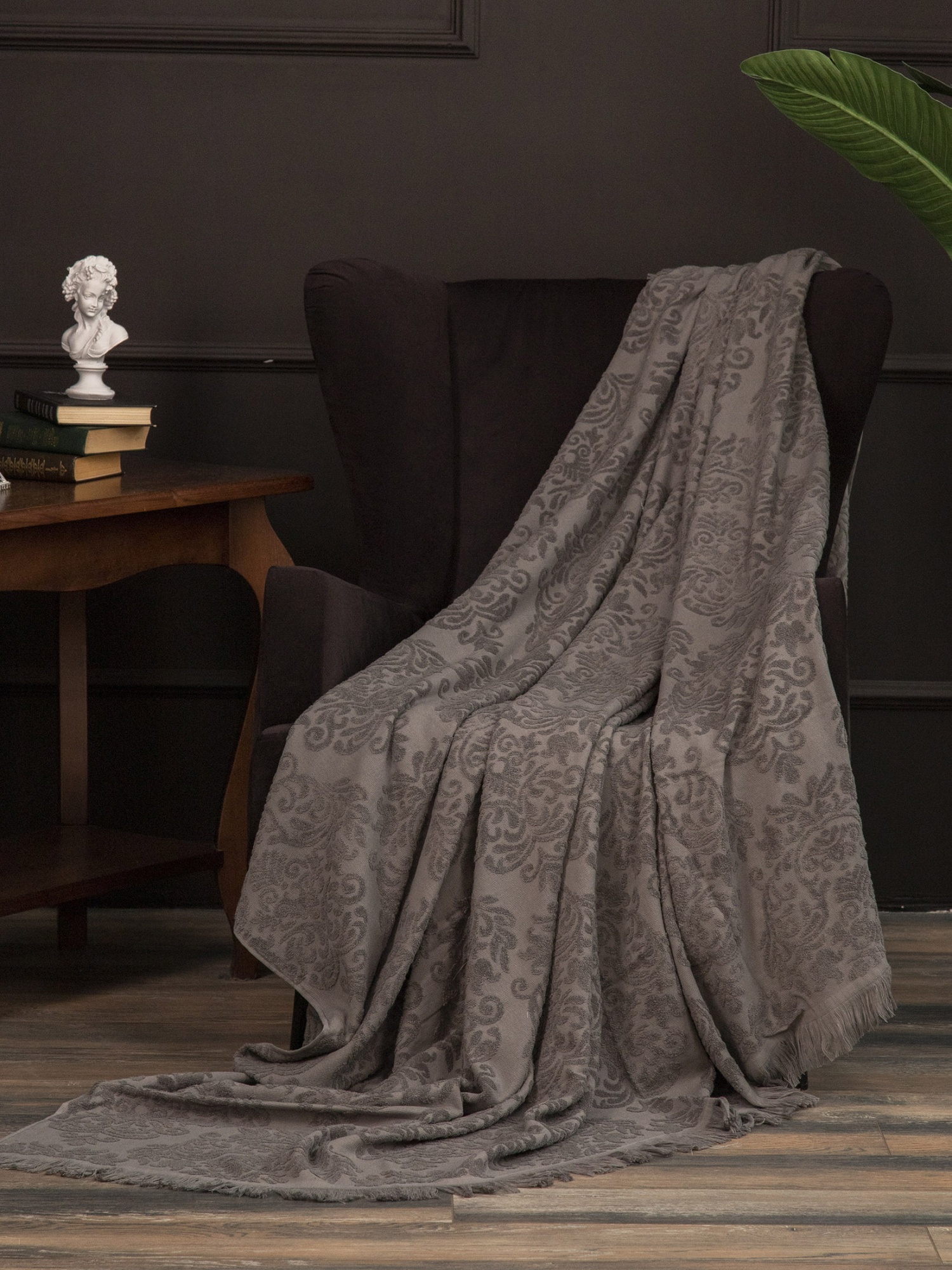 Простыня махровая АЛЬФРЕДО темно-серая