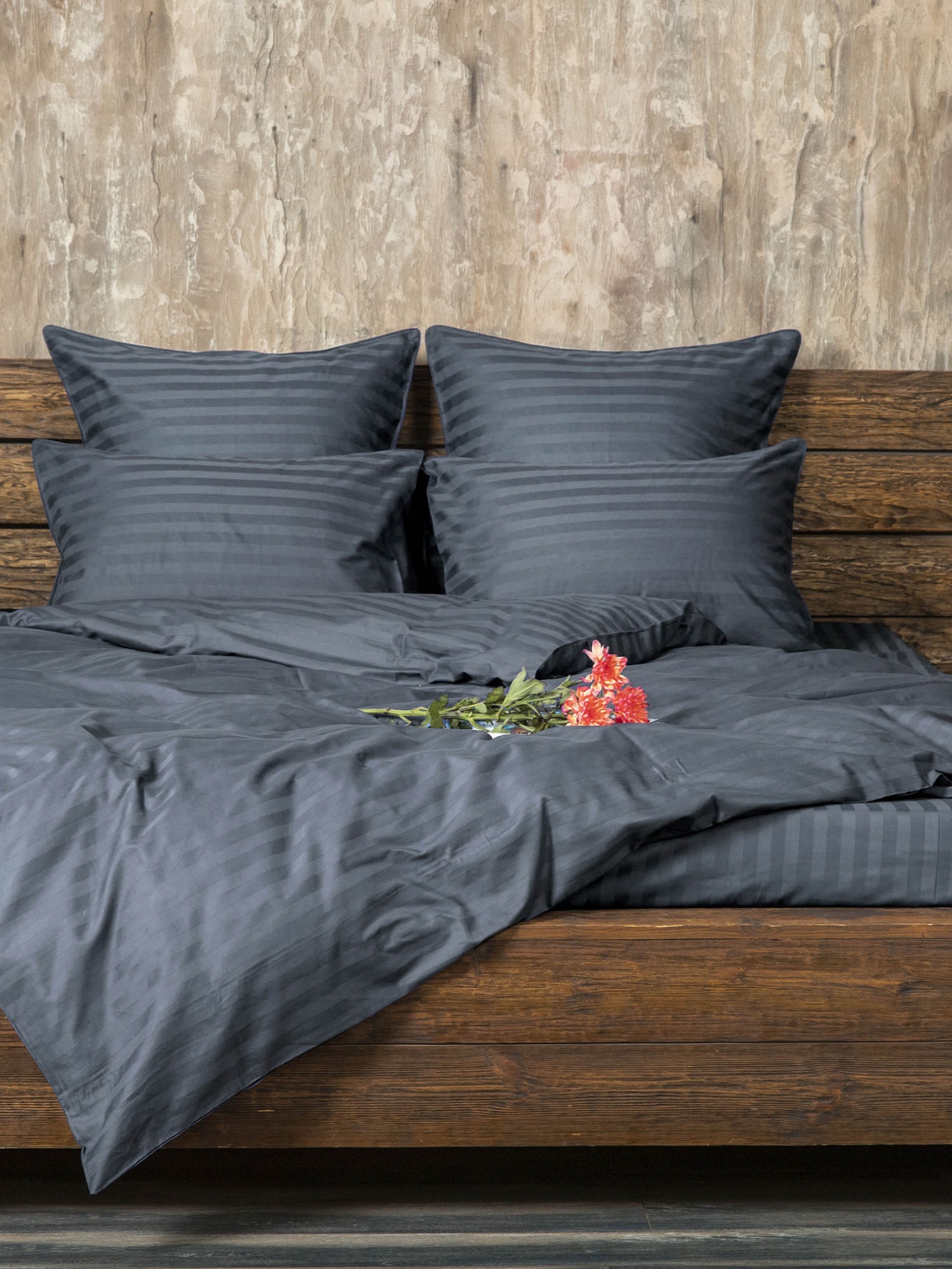 Комплект постельного белья Сатин-Страйп мокрый асфальт 20-4005